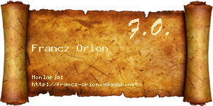 Francz Orion névjegykártya